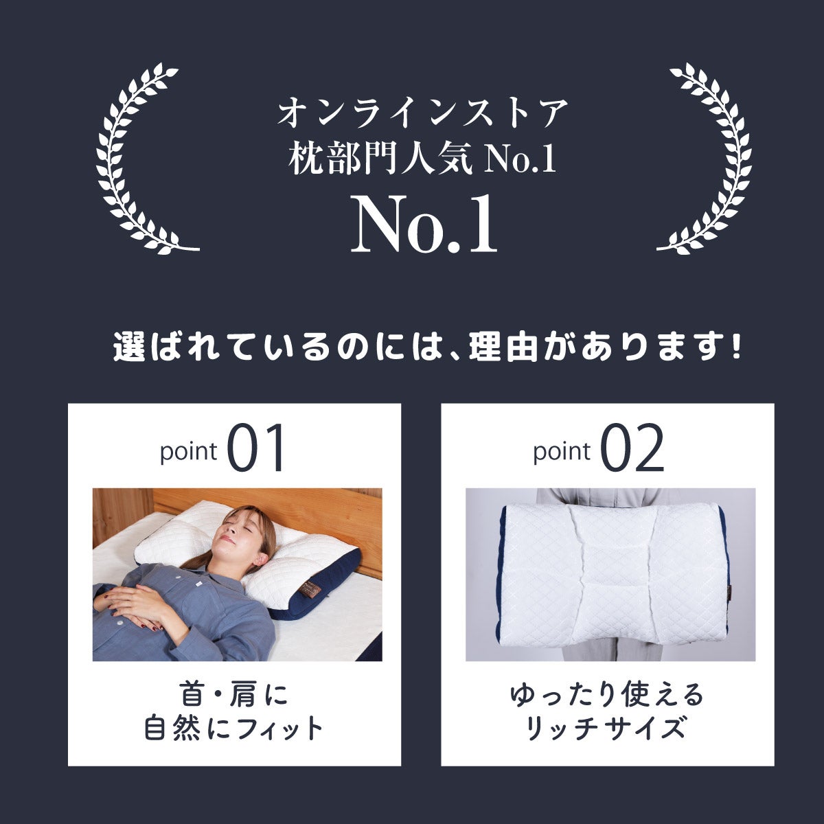 期間限定価格】首肩快適枕プレミアム （ネイビー）セミオーダー枕【WEB