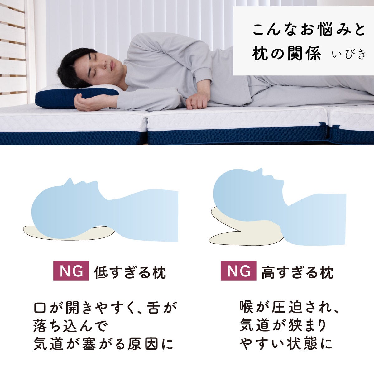 期間限定価格】首肩快適枕プレミアム （ネイビー）セミオーダー枕【WEB